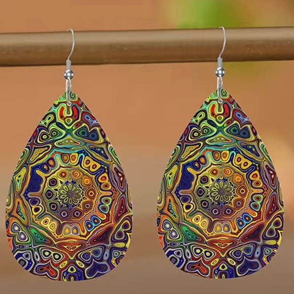 Teardrop Bohemian Leather Earrings for Women - Picture 1 of 3